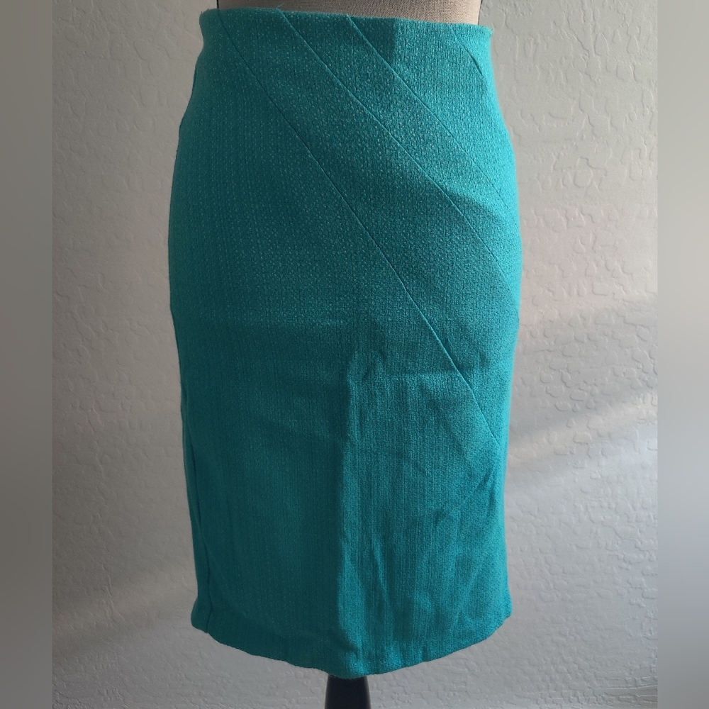 NWT Eva Franco by Anthropologie Turquoise cotton-blend office Pencil Skirt_0